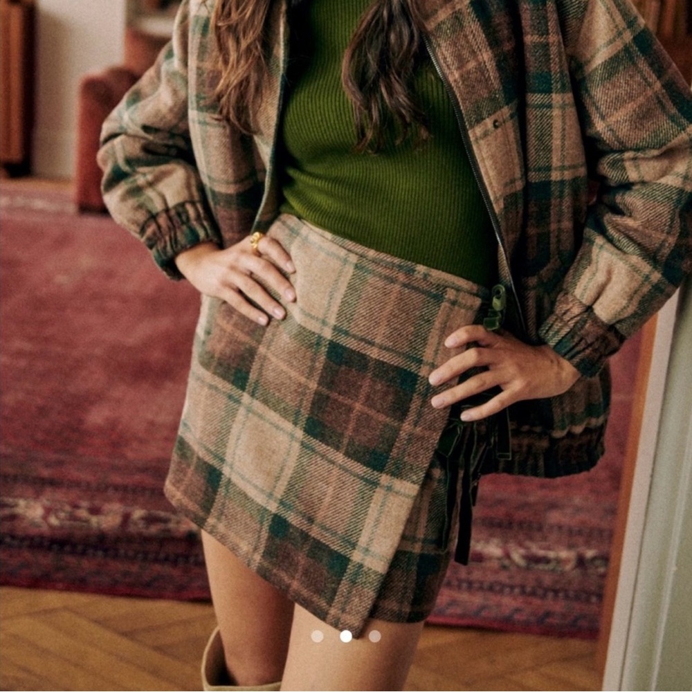 Sézane Opaline Skirt in Carlisle Check, Size 38 FR